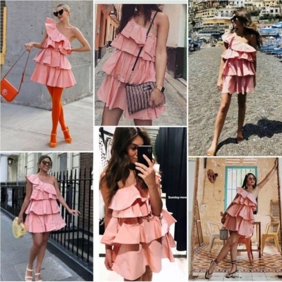 ZARA  Limited Edition Ruffled Asymmetric Dress xs - Picture 6 of 11